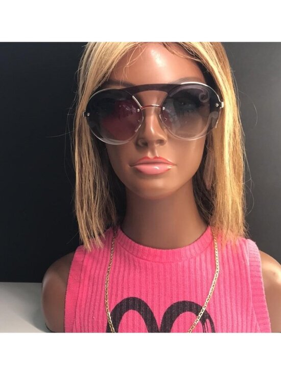 ? - New Auth Prada PR 65TS (ZVN0D0) Gold and Silver Women\'s Sunglasses main image 10